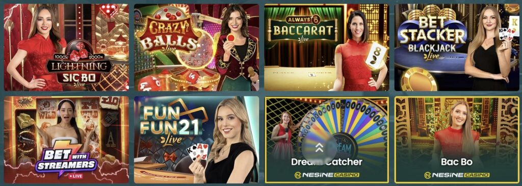 Nesine Casino canlı oyunlarının önizlemesi
